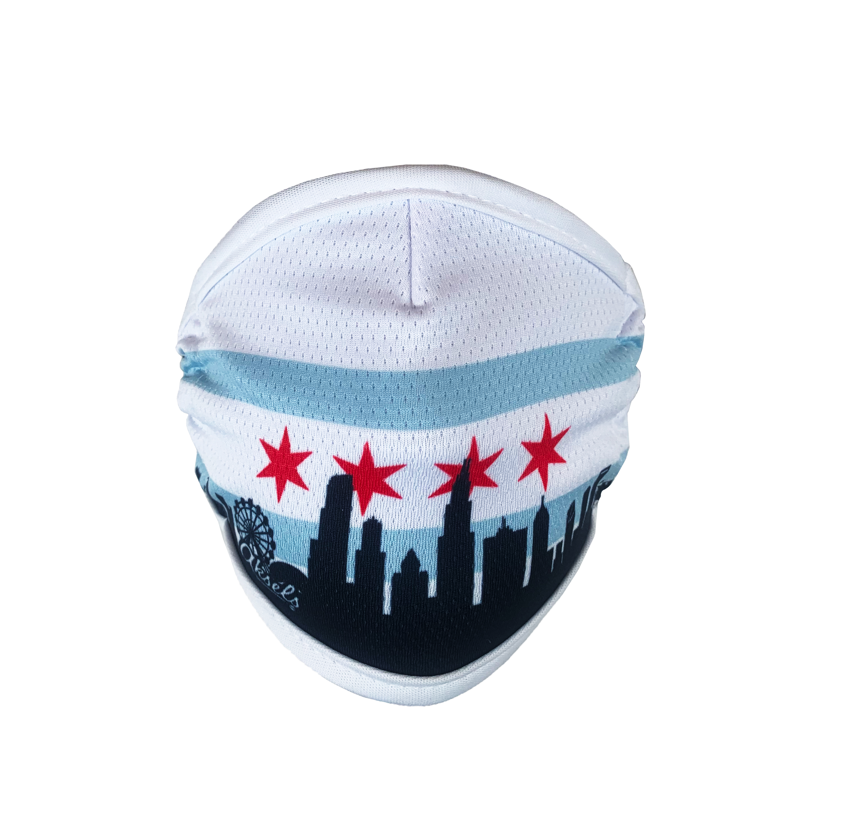 Chicago Flag And Skyline White Facemask